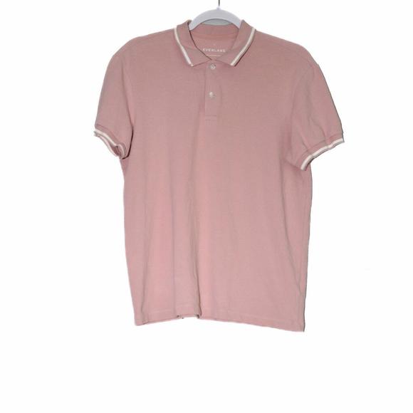 Everlane Other - Everlane Men Pink White Cotton Polo Shirt Collared Button-Up Short Sleeve Medium